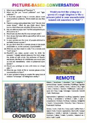 English Worksheet: Picture-based conversation : topic 29 - remote vs crowded