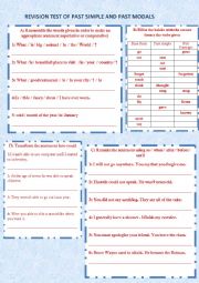 English Worksheet: Revision for simple past and past modals