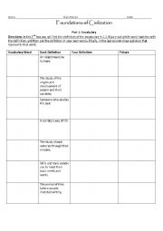 English Worksheet: Foundations of Civilization