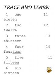 Trace and learn numbers 1-20