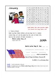 English Worksheet: 2014 Calendar - January