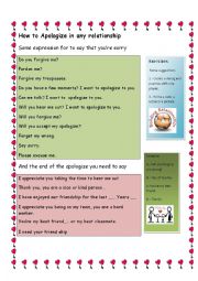 English Worksheet: How to Apologize in any relationship?