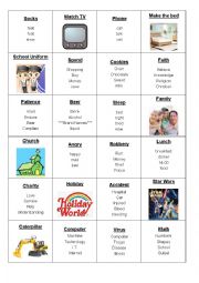 English Worksheet: Miming and Taboo Cards