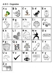 English Worksheet: ABC Cognates