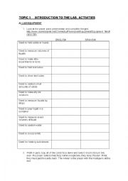 English Worksheet: Lab Equipment