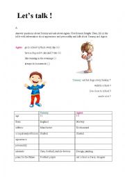 English Worksheet: speaking: present simple and adjectives