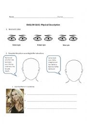 English Worksheet: Physical descriptions test