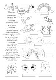 English Worksheet: Spring song: Spring is here!