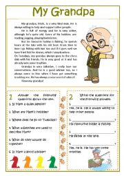 English Worksheet: My Grandpa -reading comprehension