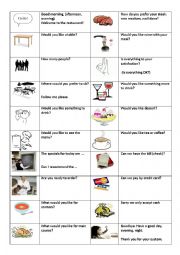 English Worksheet: Questions in a Restaurant
