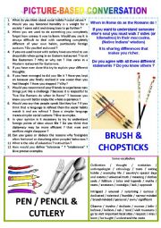 English Worksheet: Picture-based conversation : topic 30 - brush vs pencil
