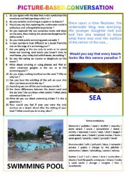 Picture-based conversation : topic 31 - swimming pool vs sea