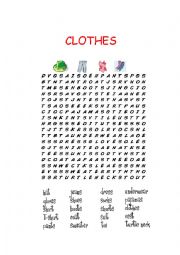 English Worksheet: Clothes Wordsearch