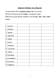 English Worksheet: Phonics, Spelling, Sentence construction, cloze procedure