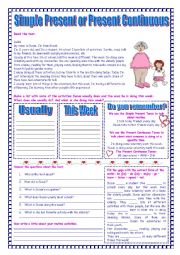 English Worksheet: Simple Present and Present Continuous