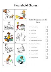 Household Chores Vocabulary - Picture Match