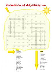 English Worksheet: Word Formation. Prefix in-. (Reuploaded)