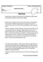 English Worksheet: End of term yest n2