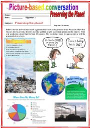 English Worksheet: Picture based conversation.  Preserving the Planet (Debating) 10/