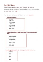 English Worksheet: Irregular nouns