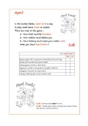 English Worksheet: 2014 Calendar - April