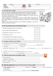 English Worksheet: Grade 8 ESL test