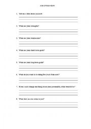 English Worksheet: Job Interview