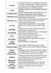 Definitions of Christmas vocabulary