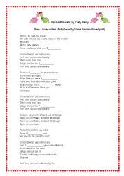 English Worksheet: Unconditionally by Katy Perry