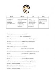 English Worksheet: tell vs. say vs. speak vs. talk