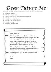 English Worksheet: Dear Future Me 