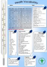 English Worksheet: Health. Vocabulary. (Reuploaded)