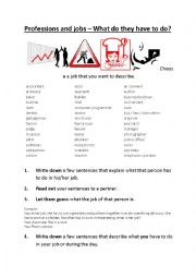English Worksheet: Professions and jobs - What do they have to do?