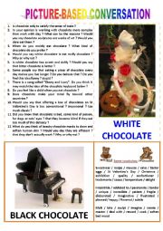 Picture-based conversation : topic 32 - white chocolate vs black one