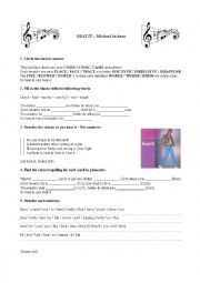 English Worksheet: Beat It (MJ) - Worksheet