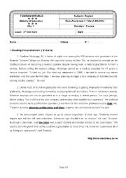 English Worksheet: End-of-term test 2 - 4th form Tech ( Tunisian Schools )