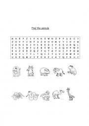 Animals - wordsearch