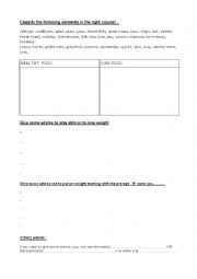 English Worksheet: advice to stay slim 