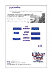 English Worksheet: 2014 Calendar - September