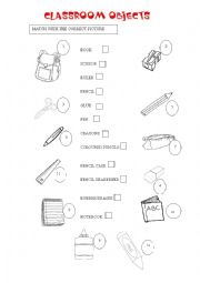 English Worksheet: CLASSROOM OBJECTS