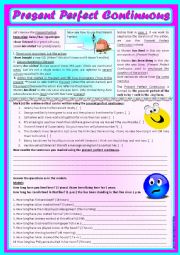 English Worksheet: Present Perfect Continuous (with review on Present Perfect) *editable