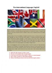 English Worksheet: The International Language: English!