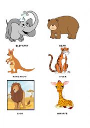 English Worksheet: Wild Animals - Flashcards