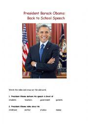 English Worksheet: President Barack Obama Back to School Speech