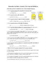 English Worksheet: Discovering the Rules of gerunds and infinitives