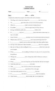 English Worksheet: A Quiz on Conditiional Sentences