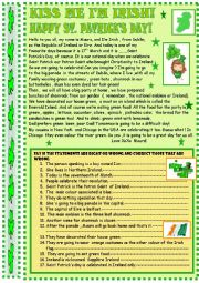 English Worksheet: St.Patricks Day : reading