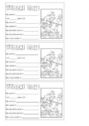 English Worksheet: Welcome Back worksheet