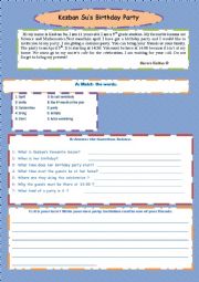 English Worksheet: Birthday Party