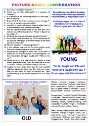 English Worksheet: Picture-based conversation : topic 35 - young vs old